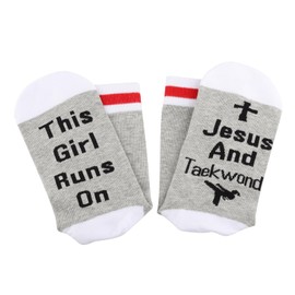 PXTIDY Jesus and Taekwondo Socks Gift for Martial Arts Christian Taekwondo Socks Gift for Taekwondo Trainer, gray