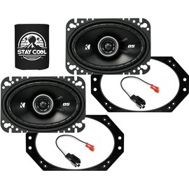 KICKER Speakers 4X6 inch for Jeep Wrangler 1997-2006 Upgrade Kit - Pair of DS Series with Adapters and Harness, Car Audio Front Dash Speaker DSC460, 43DSC4604