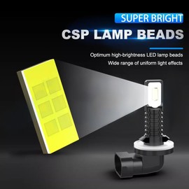 HMCYCI 889 881 LED Fog Light Bulb, Xenon White 6000K 50W DC/AC 9-36V 2 x 3570 Chips 881L 881X 886 894 894X 896 898 862 888 H27 LED Fog Light Bulb for Cars,Trucks,SUVs.ATV,UTV(2-Pack).