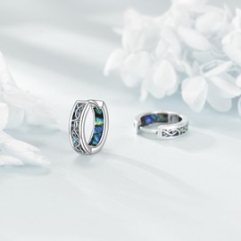 DAYLINLOVE Tree Of Life Earrings 925 Sterling Silver Abalone Shell Tree Of Life Huggie Hoop Earrings Tree Of Life Jewelry Gifts for Women