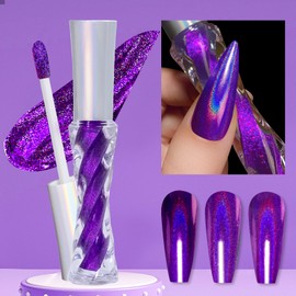 U-Shinein Glitter Nail Powders, Noble Purple Powder for Nails Aurora Iridescent Pearlescent Manicure Art Decoration Glitter Premium Salon Nail Glitter Manicure Pigments for Nail Art 2.6G