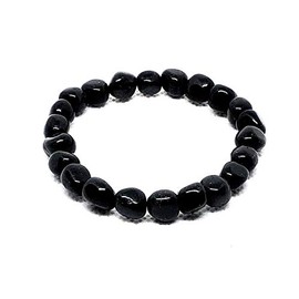 Pachamama Essentials 8mm Black Tourmaline 7.5" Stretch Bracelet with Selenite Tumbled Stone for recharging. Natural Healing Stones for Stress, Anxiety, Relief, Protection