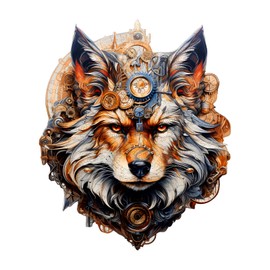 Wooden Puzzles for Adults - Mechanical Gearwolf Wooden Jigsaw Puzzle - Unique Animal Shaped Wood Puzzles Adult - Christmas Birthday Gifts for Adults/Friends/Family - 85pcs 8.4 * 7.0in