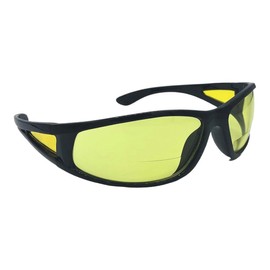 Pink Ribbon Shades Invisible Bifocal Sports Wrap Around Yellow Lens Night Vision Driving 100% UVA UVB Men Women (Yellow/Black, 3.0, x)