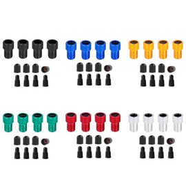 ZHIZHOUNEY 4Pcs Presta to Schrader Bike Valves Adaptor Aluminum Alloy Converter with Valves Caps, Universal Fit for Bicycle, Silver