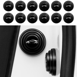 Arwrilt 16 PCS Car Door Shock Absorber, Sports Car Logo Silicone Car Door Slam Stopper, Self-adhesive Door Shock Absorber Pads, Universal Door Edge Protector for Most Car Door Hood and Trunk (Black)