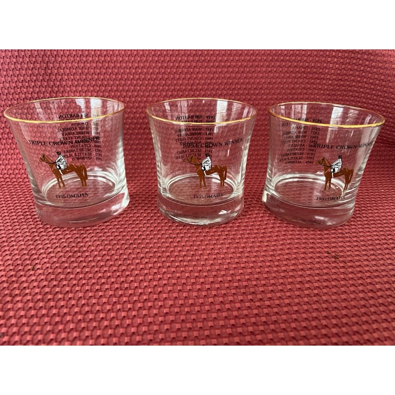 Kentucky Derby Triple Crown 1935 Omaha Souvenir Cocktail Glass Set