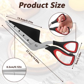 Zosenyer Pizza Scissors, 27 cm Long, Pizza Scissors, Dishwasher Safe, Pizza Cutter with Sharp Stainless Steel Blade in Food Grade and Handle with Soft, Multifunctional Kitchen Scissors, Pizza Cutting
