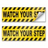 2 PC Watch Your Step Sticker, 10x3 Self-Adhesive Vinyl Caution