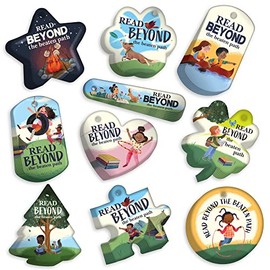 iRead Summer Reading Program “Read Beyond the Beaten Path” Jessica Gibson illustrated Reading Brag Tags Pack: 100 Tags (10 Tags per Design)
