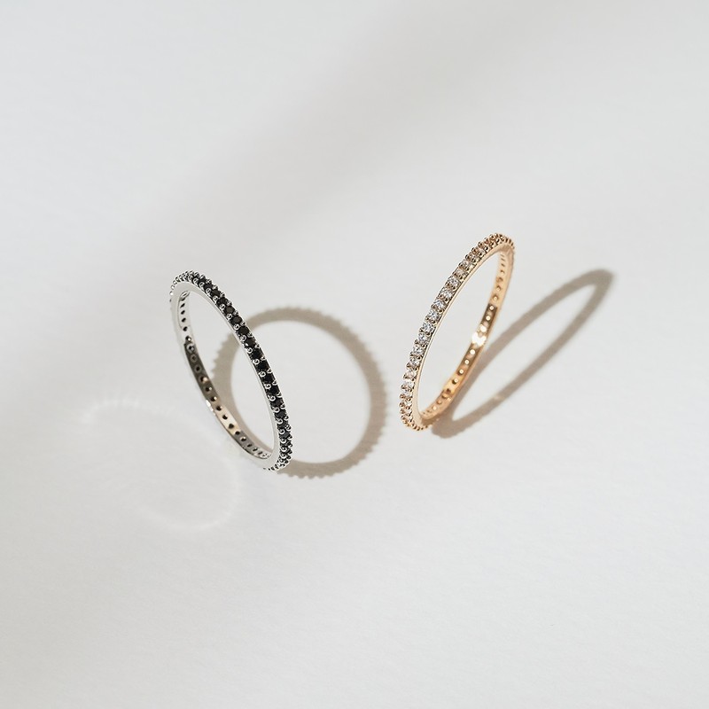 Gold&Dear 14KGP Simple Slim Cubic Ring White Cubic-Yellow Gold L-13