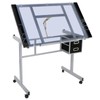 ZenStyle Glass Top Drafting Table with Storage, Adjustable Multifunctional Drafting