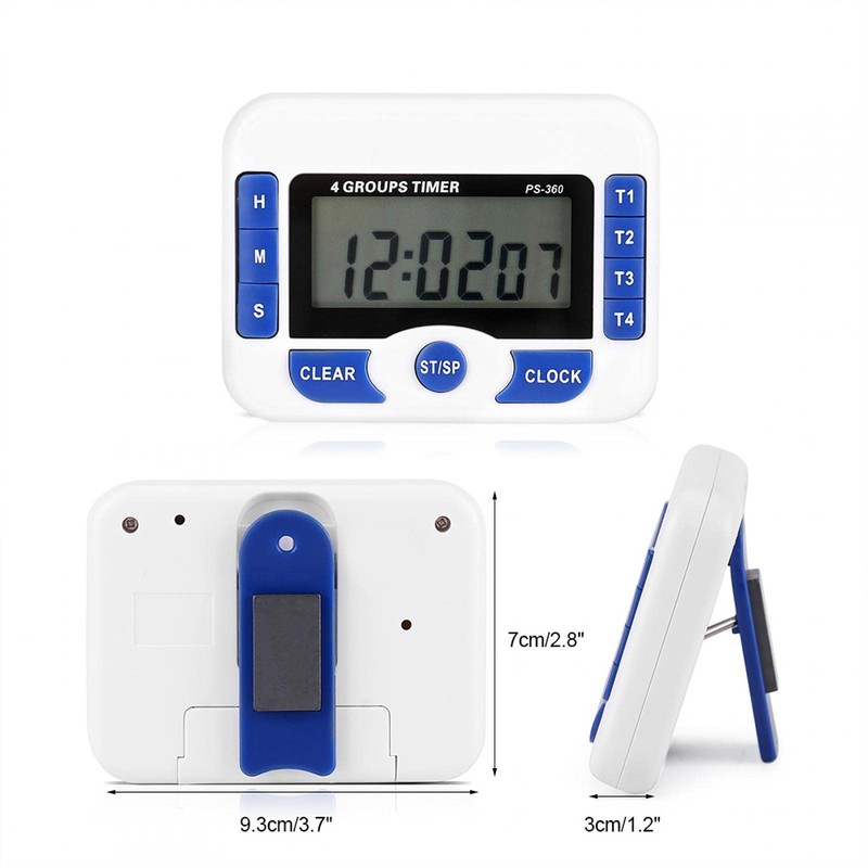 Digital Kitchen Timer, 4-Channel Independent Group Timer Countdown Magnetic LCD