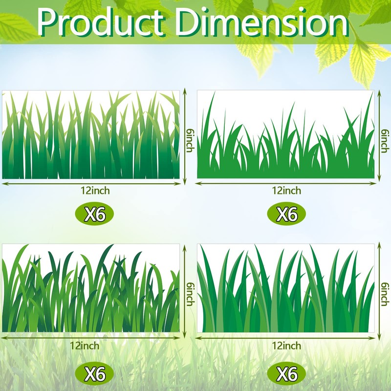 24 Pcs Green Grass Jumbo Borders Grass Boarder Trim Paper