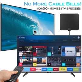 Upgraded Amplified HD Digital TV Antenna Long 350+ Miles Range - Support 4K 1080p for VIZIO Tv Model D60-F3 - Indoor Smart Switch Amplifier Signal Booster - Extra Long HDTV Cable/AC Adapter