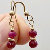New Natural Gemstone Ruby Earrings with Gold Findings 1 1/4