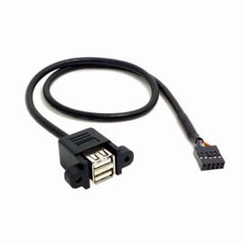 ANRANK 50cm Dual USB 2.0 Type A Female to Motherboard 9Pin Header Cable Adapter with Screw Panel for Computer, Tablet, Printer, Barcode Scanner, Car, Camera, Android Smartphone