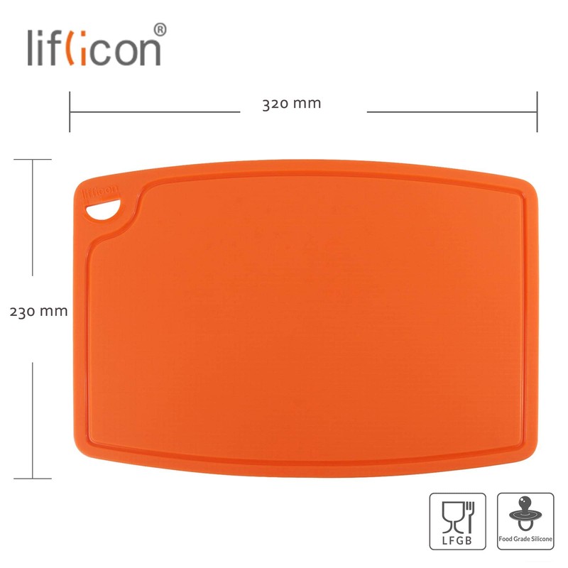Liflicon Thick Silicone Cutting Board 12.6'' x 9.1'' Juice Grooves