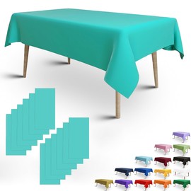 FULDGAENR Teal Plastic Tablecloth, Disposable Teal Table Cloths Plastic 54x108 Inch Size for 6-8 Foot Rectangle Table Indoor/Outdoor Parties Birthdays Weddings Anniversary - 1 Pack Teal
