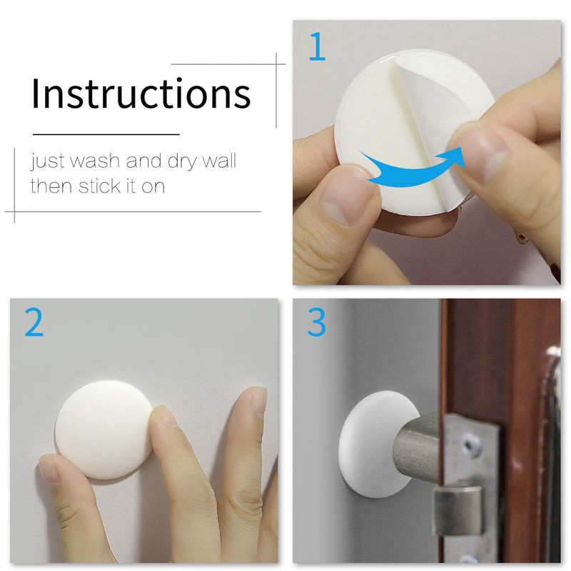 Wall Protectors from Door Knobs-Efbock White Silicone Door Stoppers Wall