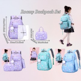 VIDOSCLA Kids Girls Elementary Backpack Students Book Bag Colorful School Bag for Girls