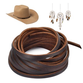 5m Braided Leather Cord,Cowhide Rope Necklace Cord,Flat Genuine Natural Laces,Dark Brown Leather Straps for Crafts Jewelry Making, Craft Bracelets, Necklaces, Braiding, DIY Projects