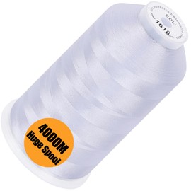 New brothread - Single Huge Spool 4000M Each Polyester Embroidery Machine Thread 40WT for Commercial and Domestic Machines - Snow White