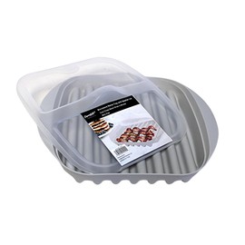 Compact Microwave Bacon, Sausage Meat & Poultry Cooking Tray with Protective Splatter Lid - BPA-Free, Innovative & Easy-Clean Design for Efficient Food Prep, Essential Kitchen Gadget