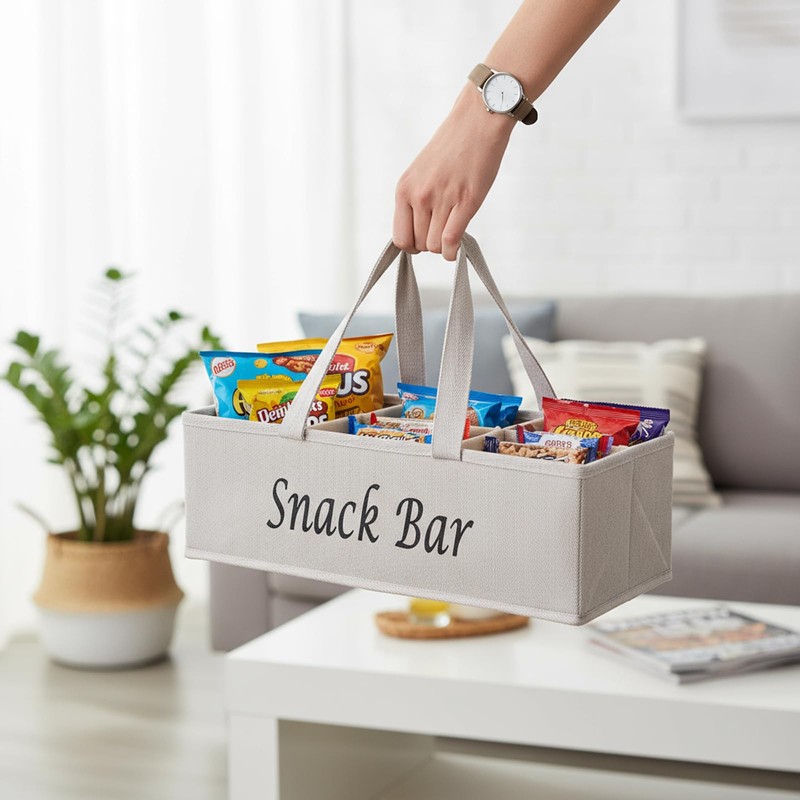 Xbopetda Snack Organizer for Countertop, Fabric Snack Organizer with Handle,