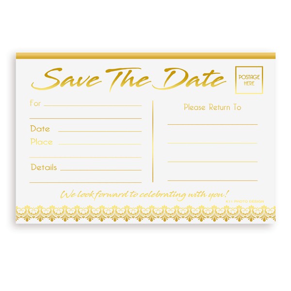 Save The Date Gold Foil RSVP Postcards for Wedding 4"x6" Responde Cards, RSVP Reply, Wedding, Rehearsal, Baby Bridal Shower, Birthday, Party Invitations RSVP Gold 4