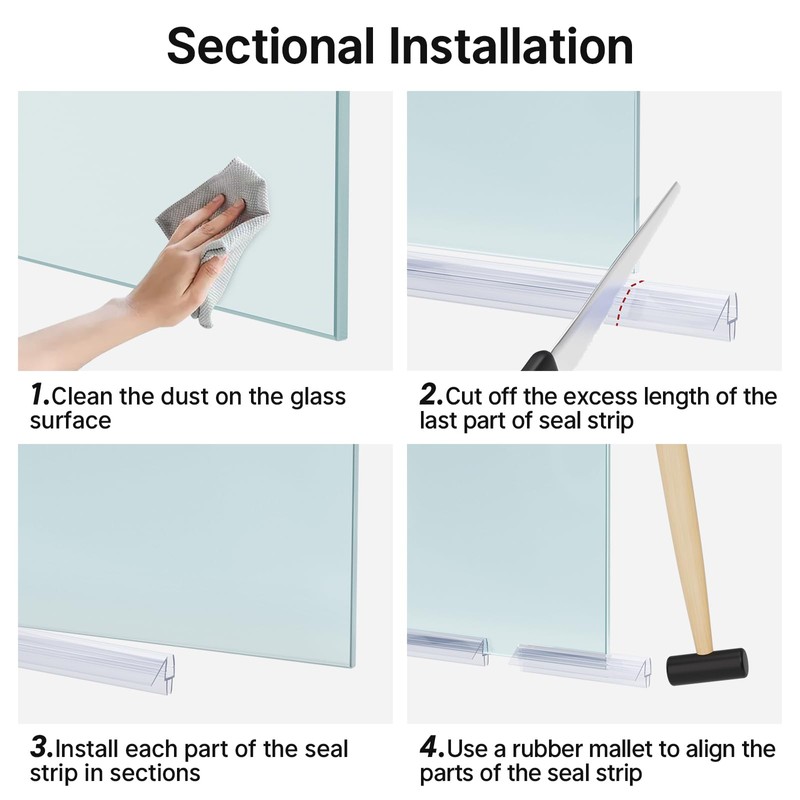 AmazerBath 3PCS Shower Door Bottom Seal for 1/4 Inch Glass