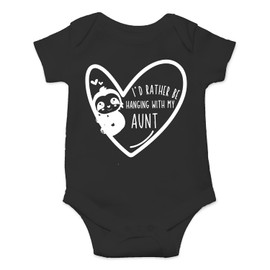 Belle Homie I'd Rather Be Hanging With My Aunt - Funny Baby Essentials Bodysuit - Cute Baby Boy Clothes (12 Months, Black)