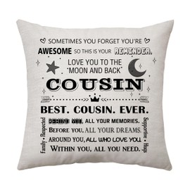 Aconesong You're Awesome Cousin Gifts Reminder Cushion Cover Throw Pillow Cover Gift for Cousin Birthday Gifts for Cousin Cushion Case Decoration 45 x 45 cm (Cousin)