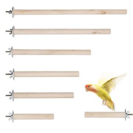 ZENQARI Perch for Birds, Pack of 6 Perches Birds, Seat Board, Bird Playground, Nibble Toy, Bird Accessories for Cockatiels, Canaries, Agapornids