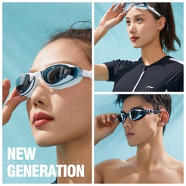 Vyloky - Optical swimming goggles with dioptres, one-piece swimming goggles. With earplugs. Degree number -1.5 to -8.0. Anti-fog and UV protection. Interchangeable nose pads. Case included. (white -8