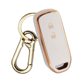 FRACTAL CREATION Honda NBOX Key Cover with Carabiner Hook Custom N-BOX + N Wagon N-WGN JG1/2 Custom N-ONE N-BOX JH1 JH2 JH3 Slash N-VAN JJ1 JJ2, 2 Buttons_Goldwhite