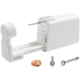 Nose Piercing Kit, SLVIEKAE Self Nose Piercing Gun Nose Piercing Kit Tool Disposable Piercing Kit (White)