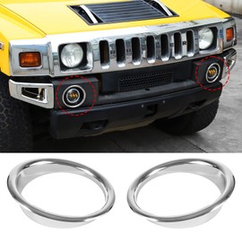 USSKYBOY Front Bumper Driving Fog Light Ring Bezels Covers Trim Molding Chrome Exterior Accessories Compatible with Hummer H2 2003-2009
