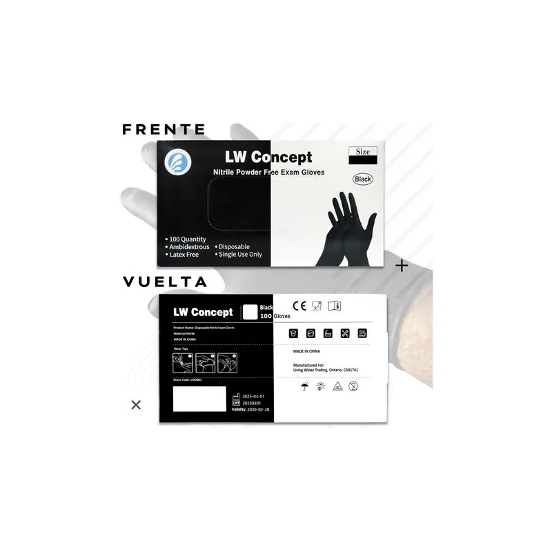 Guantes Nitrilo Concept Negros Talla 100 Unidades
