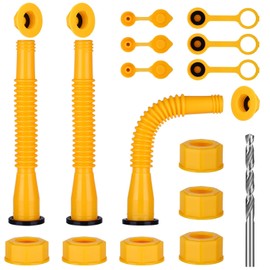 Gas Can Spout Replacement,Fuel Can Spout,Gas Tank Nozzle,Gas Tank Spout,(3Kit-Yellow) with 3 Coarse Thread Caps & 3 Fine Thread Caps,Flexible Pour Nozzle Suitable,Built in Sealing Ring Prevent Leakage