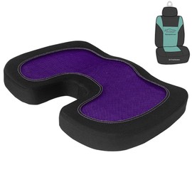 FH Group Memory Foam Seat Cushion for Anywhere - Tailbone Cushion - Coccyx Cushion for Car, Work, and Home (Purple) FH1011