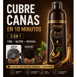 10 Shampoo Tinte Café Oscuro Instantáneo Cubre Cana 30ml C/u