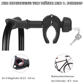 Sorlpv Frame holder for bicycle carriers, 25 cm length, universal short bicycle frame holder, lockable, frame holder for U-bracket tube: diameter 2.5-3 cm, for frame diameter of the bicycle: diameter