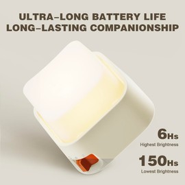 ICARER FAMILY LED Night Light with Adjustable Brightness, 150-Hour Battery Life for Kids Room, Kitchen,Desktop (White)