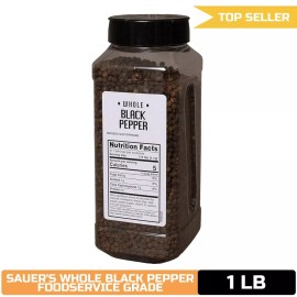 Sauer's Whole Black Pepper | 1 Pound Canister | Foodservice