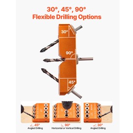 VEVOR Drill Guide, 30/45/ 90 Degree Angle 4 Sizes Portable Precision Drilling Guide Jig, for Drilling Angled or Horizontal Holes, Aluminum Alloy, for Deck Cable Railing Wood Post Stair Handrail