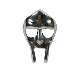CANECORE MF DOOM Style Silver Metal Mask – Hip-Hop Rapper Cosplay Face Mask – Villain Costume Prop for Collectors & Fans