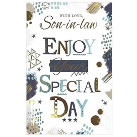 Simon Elvin Son In Law Birthday Card - Male Mens Scene 23cm x 15.5cm (9"x6") E