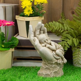 Joseph's Studio by Roman Inc., in The Palm of HIS Hand, Garden Collection, Religious Statue, Holy Family, Memorial, Angel, Patron Saint, Garden Décor (11x5x7)