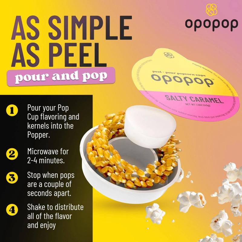 Opopop Microwave Popcorn - Variety 12-Pack Gourmet Popcorn Kit, Collapsible